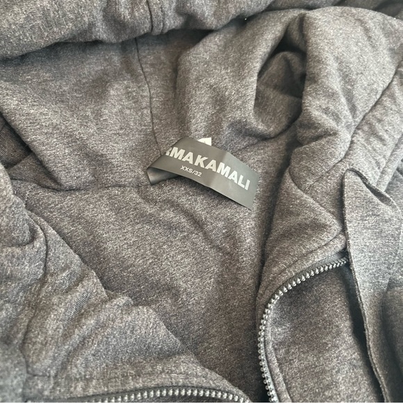 $365 Norma Kamali Hooded Zip Bomber Jacket Dark Heather Gray Pockets XXS OR XS - Picture 12 of 16